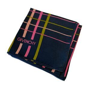 Vintage Givenchy Silk Scarf – Graphic Plaid Print